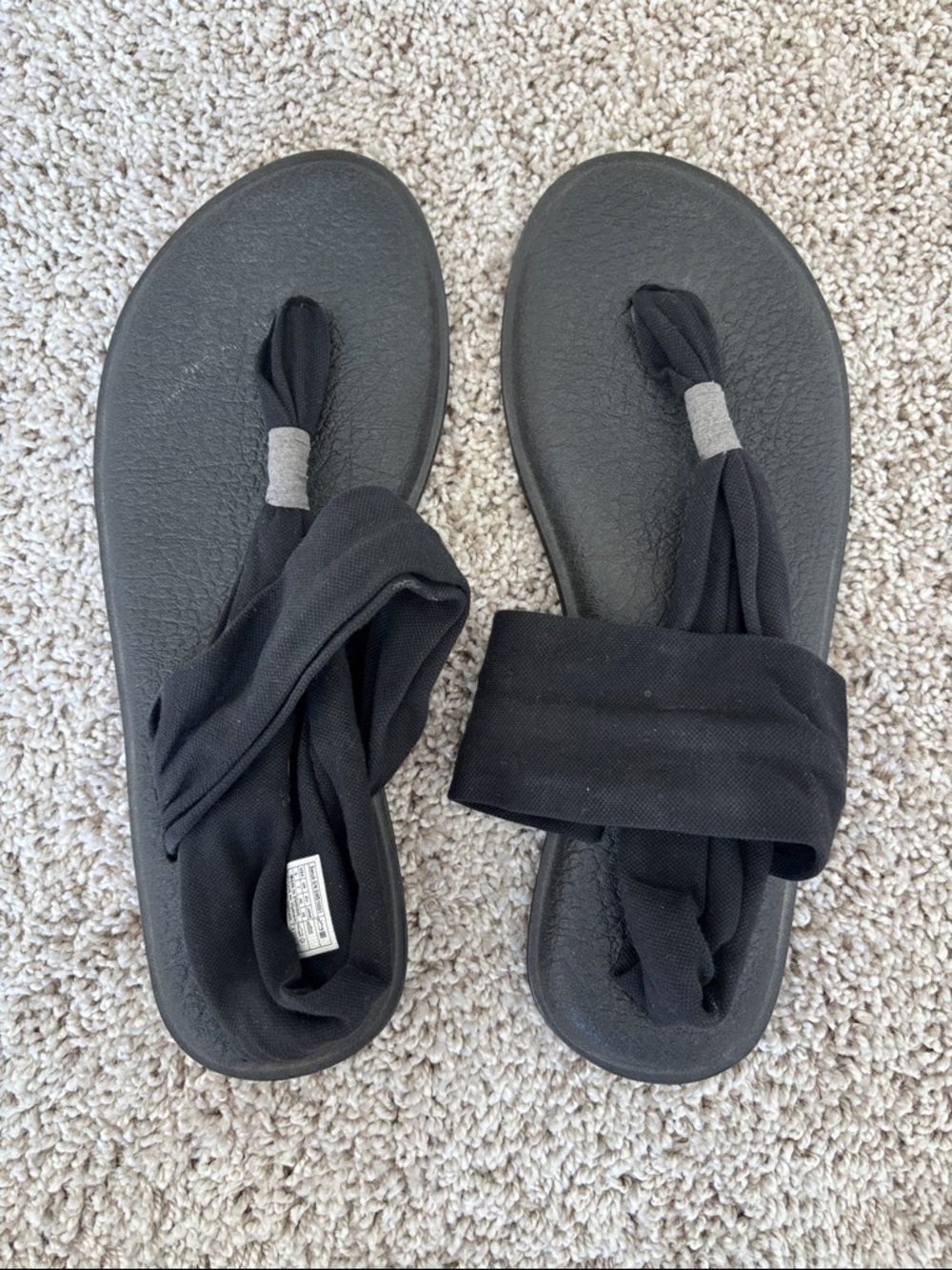 Sanuk Black Fabric Wrap Sandals
